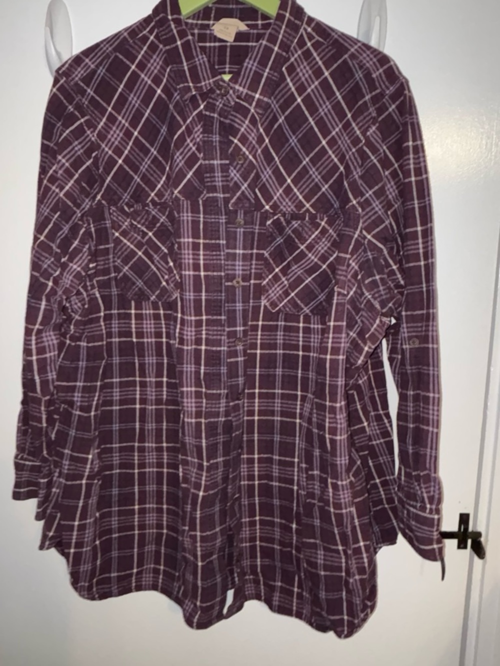 Duluth Trading Co Purple Plaid Button-Down Shirt